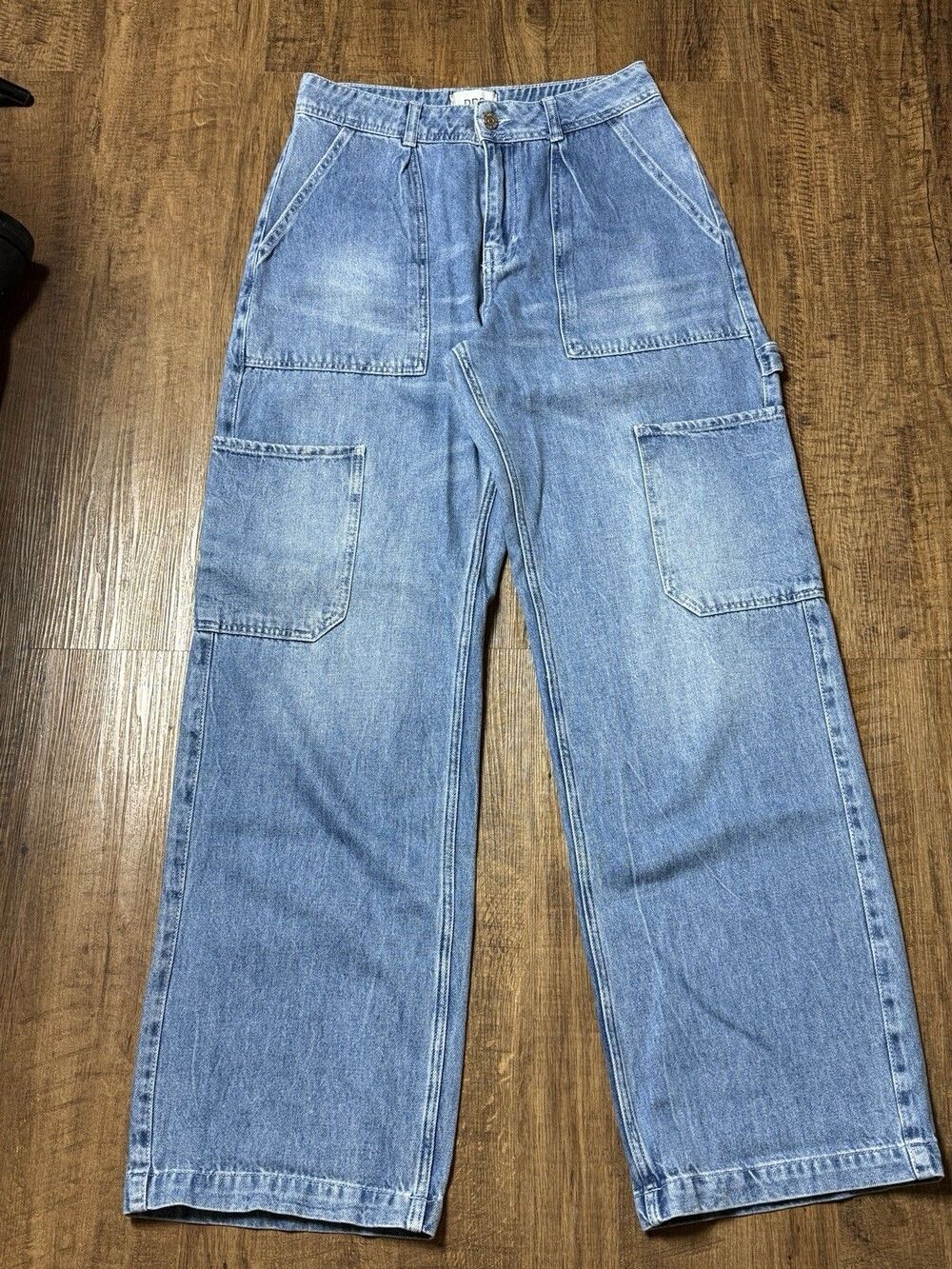 BDG Urban Outfitters Julian Wide Leg Cargo Jeans Women Size 28 Blue Denim Baggy